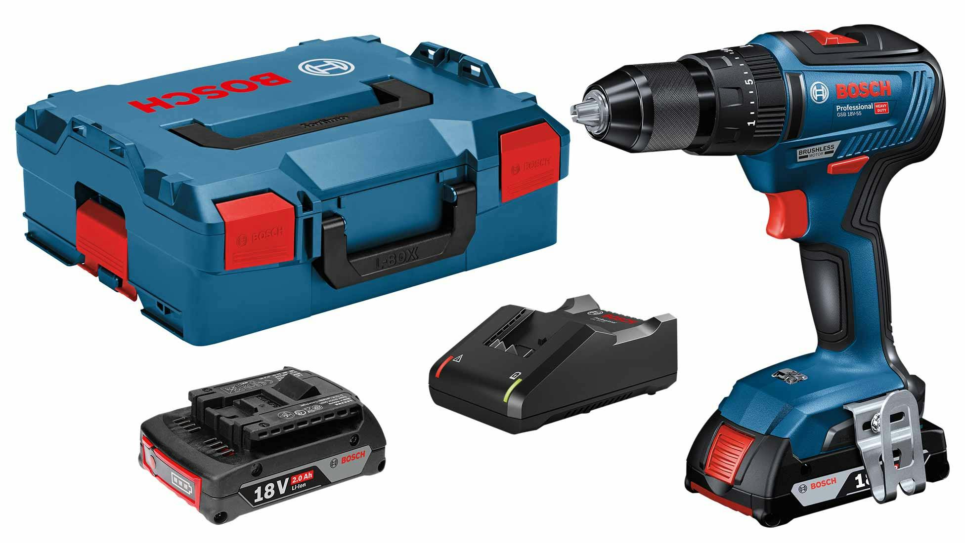 Bosch GSB18V-55 Combi Drill - 18V 2.0Ah Bosch GSB18V-55 Combi Drill 18V - 2.0Ah