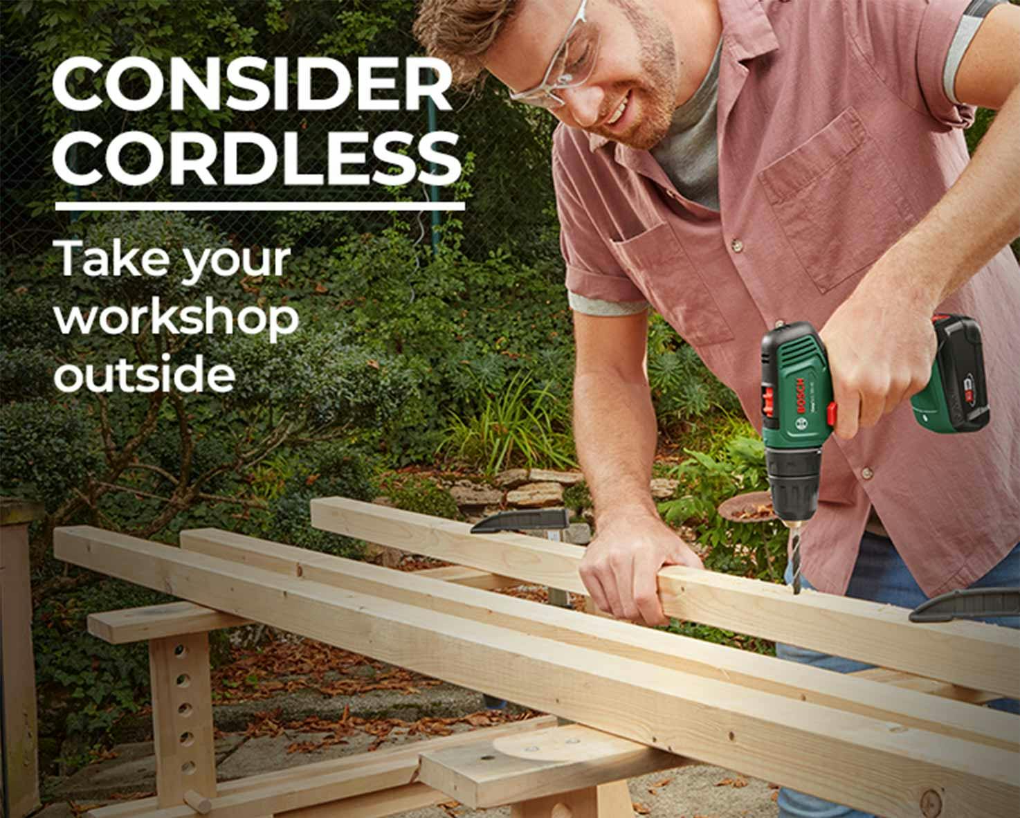 Consider Cordless - take your workshop outside
