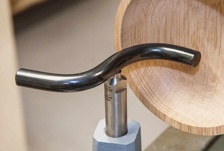 Curved tool rest in use